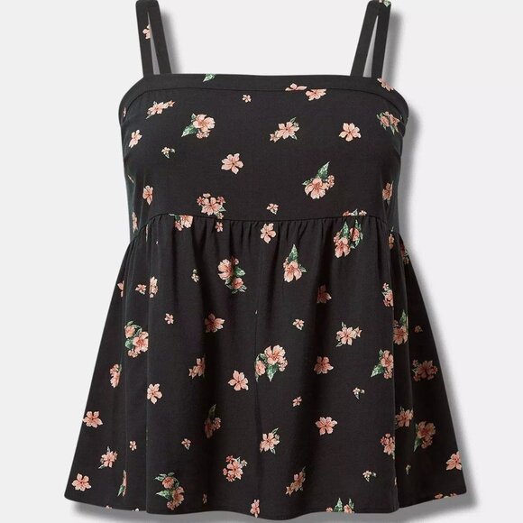 Torrid Babydoll Challis Square Neck Tank - Picture 1 of 6